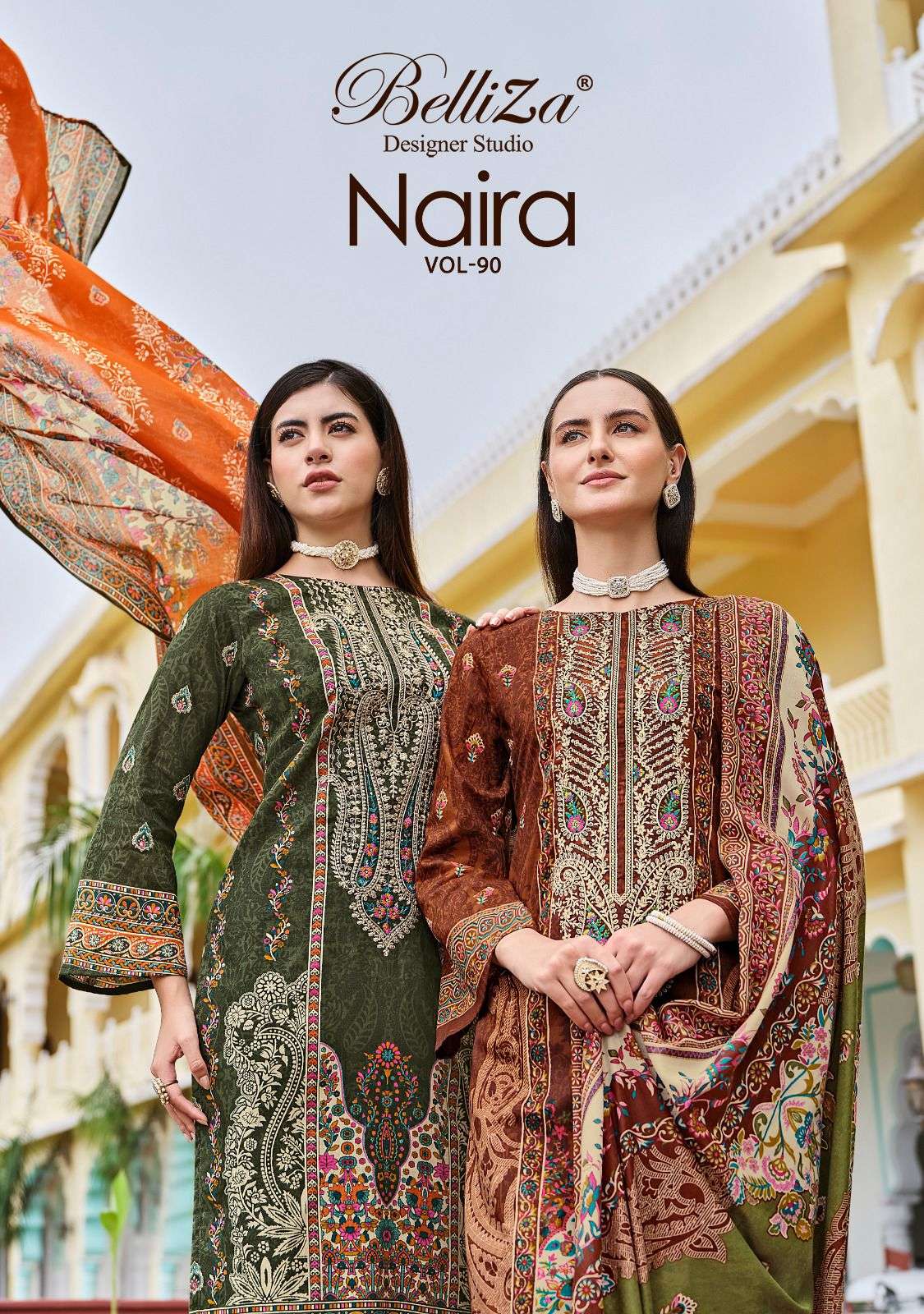 NAIRA VOL-90 BY BELLIZA 1027-001 TO 1027-008 SERIES COTTON EMBROIDERY DRESSES