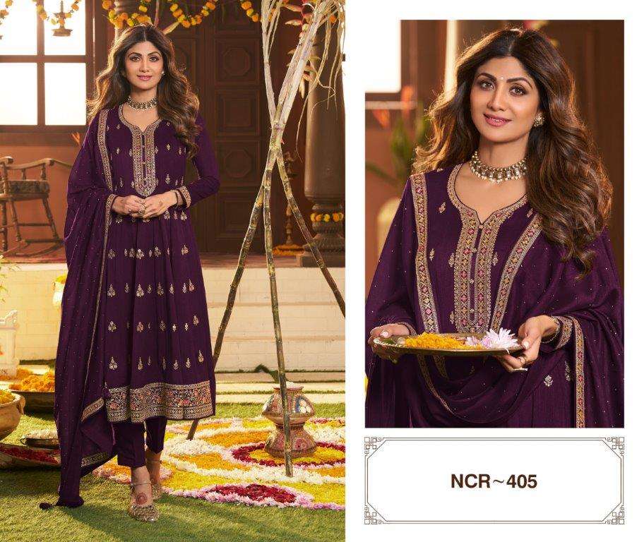 NCR-481 SERIES BY ASLIWHOLESALE DESIGNER PURE VISCOSE CHANDERI EMBROIDERY DRESSES