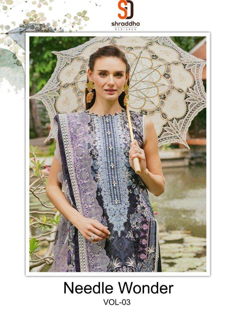 NEEDLE WONDER VOL-03 BY SHRADDHA DESIGNER 1001 TO 1004 SERIES LAWN DRESSES