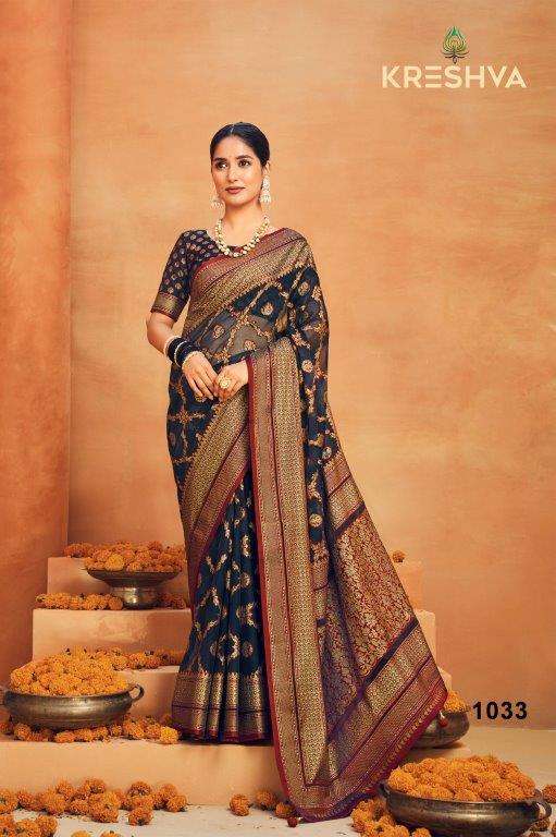 NILIMA BY KRESHVA 1033 TO 1038 SERIES PURE GEORGTTE SAREES 