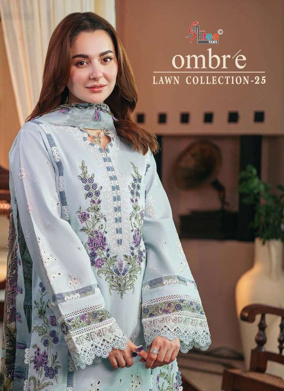 OMBRE LAWN COLLECTION-25 BY SHREE FABS 3771 TO 3776 SERIES COTTON DRESSES