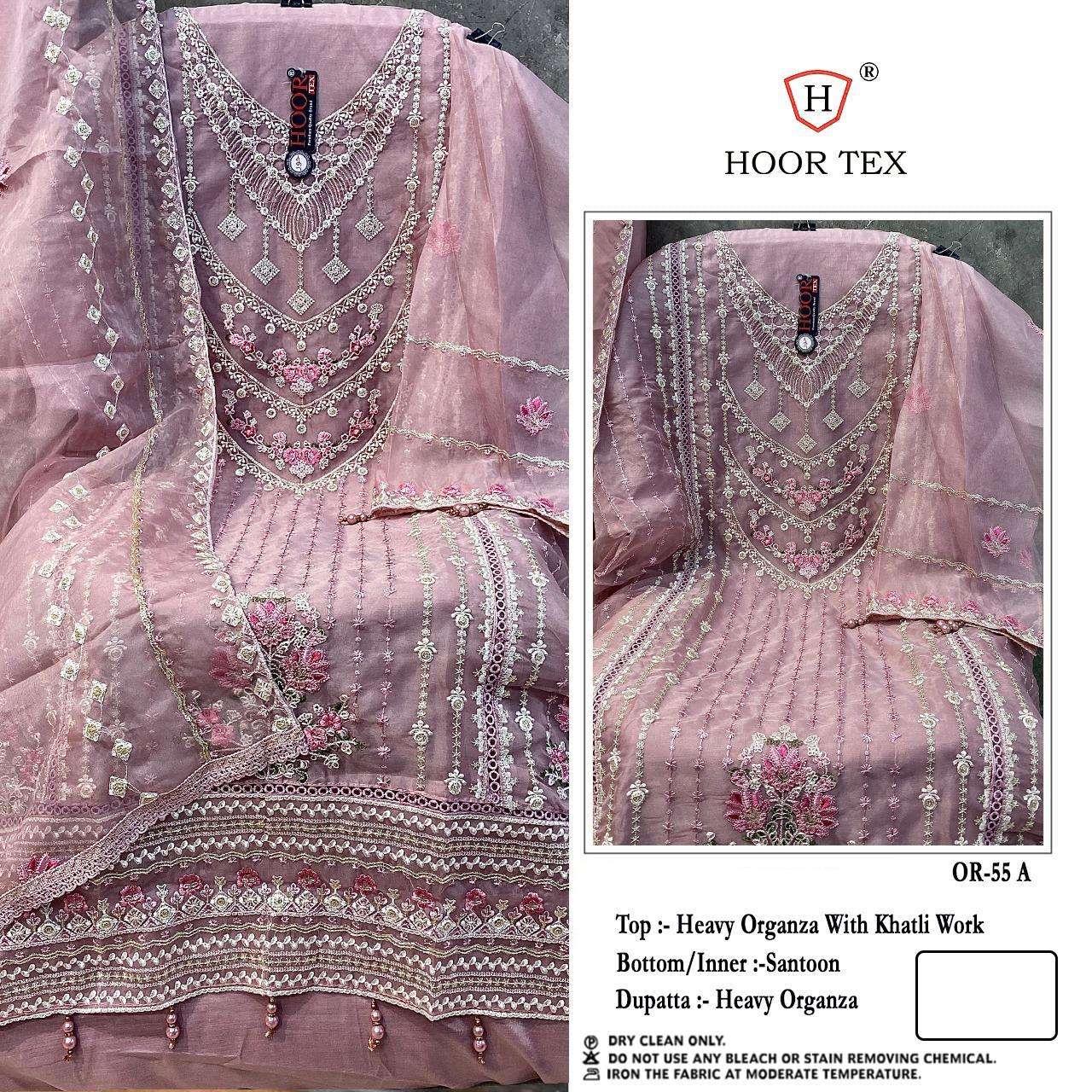 OR-55 COLOURS BY HOOR TEX DESIGNER ORGANZA EMBROIDERED PAKISTANI DRESSES