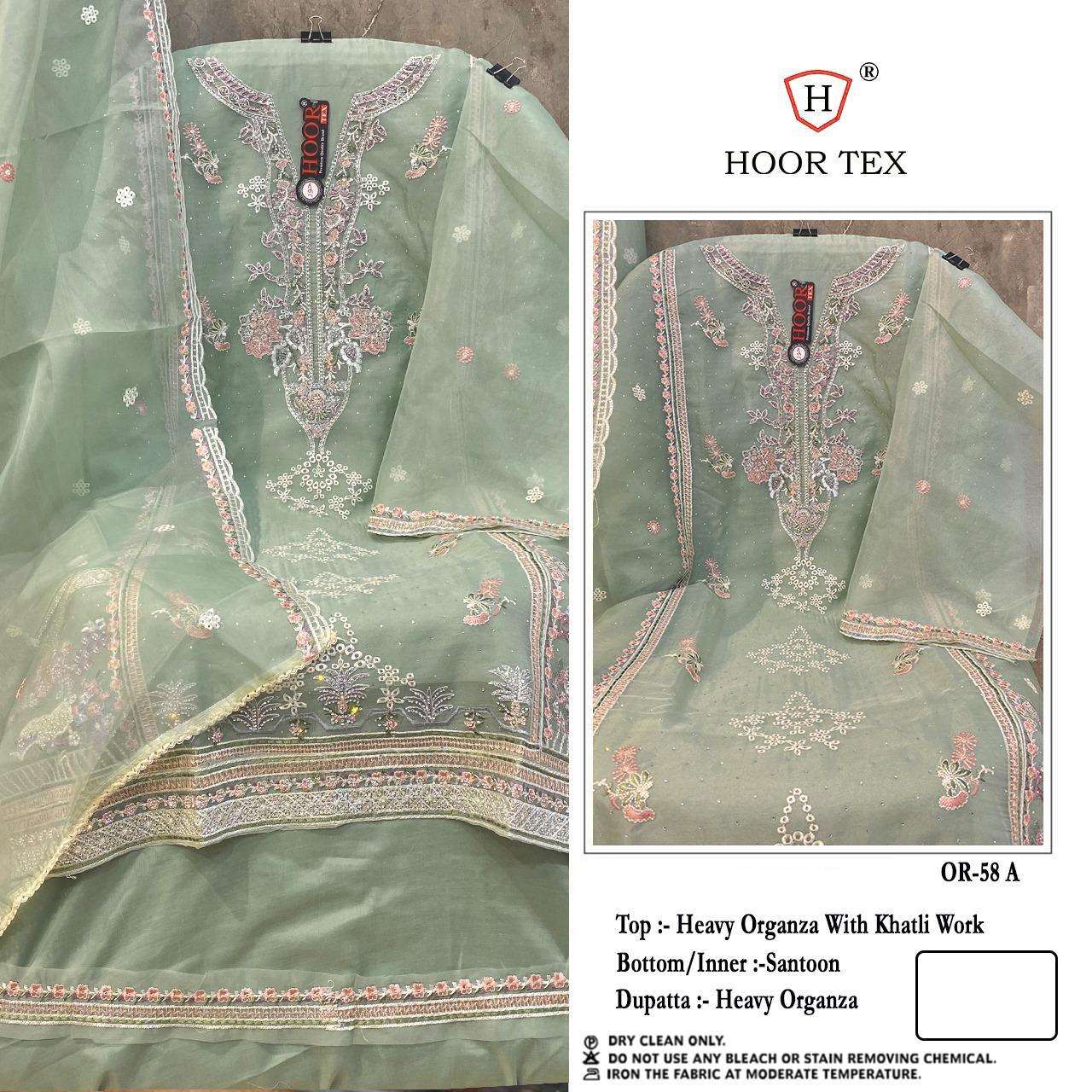 OR-58 COLOURS BY HOOR TEX DESIGNER ORGANZA EMBROIDERED PAKISTANI DRESSES