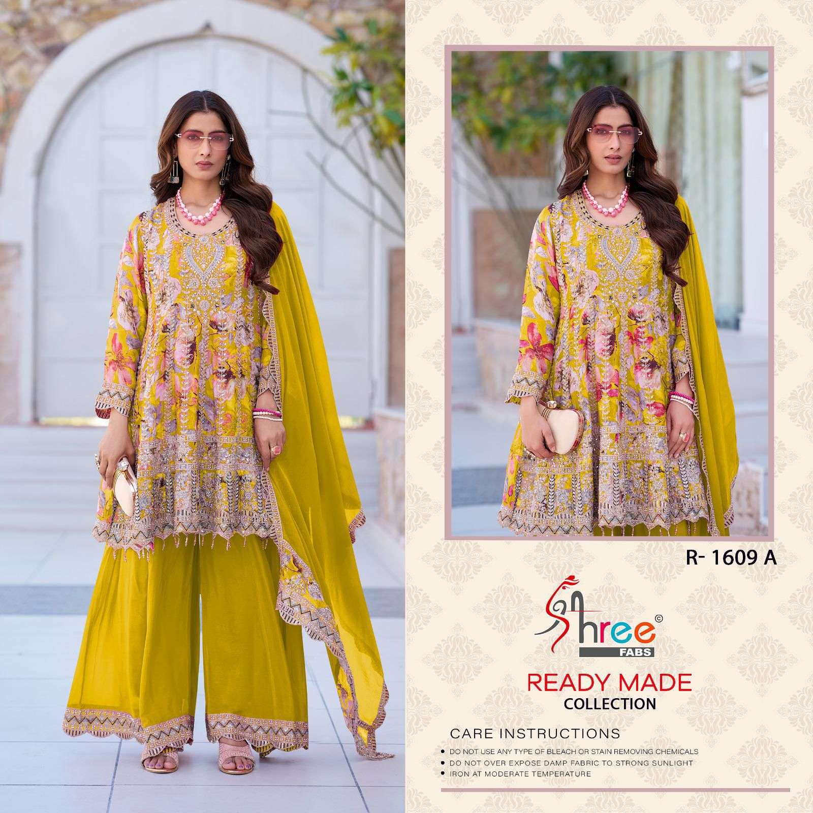 R-1609 COLOURS BY SHREE FABS HEAVY EMBROIDERED CHINON PAKISTANI DRESSES