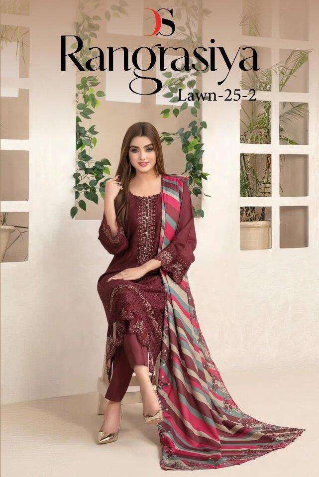 RANGRASIYA LAWN 25-2 BY DEEPSY SUITS DESGINER PRINTED COTTON EMBROIDERY DRESSES