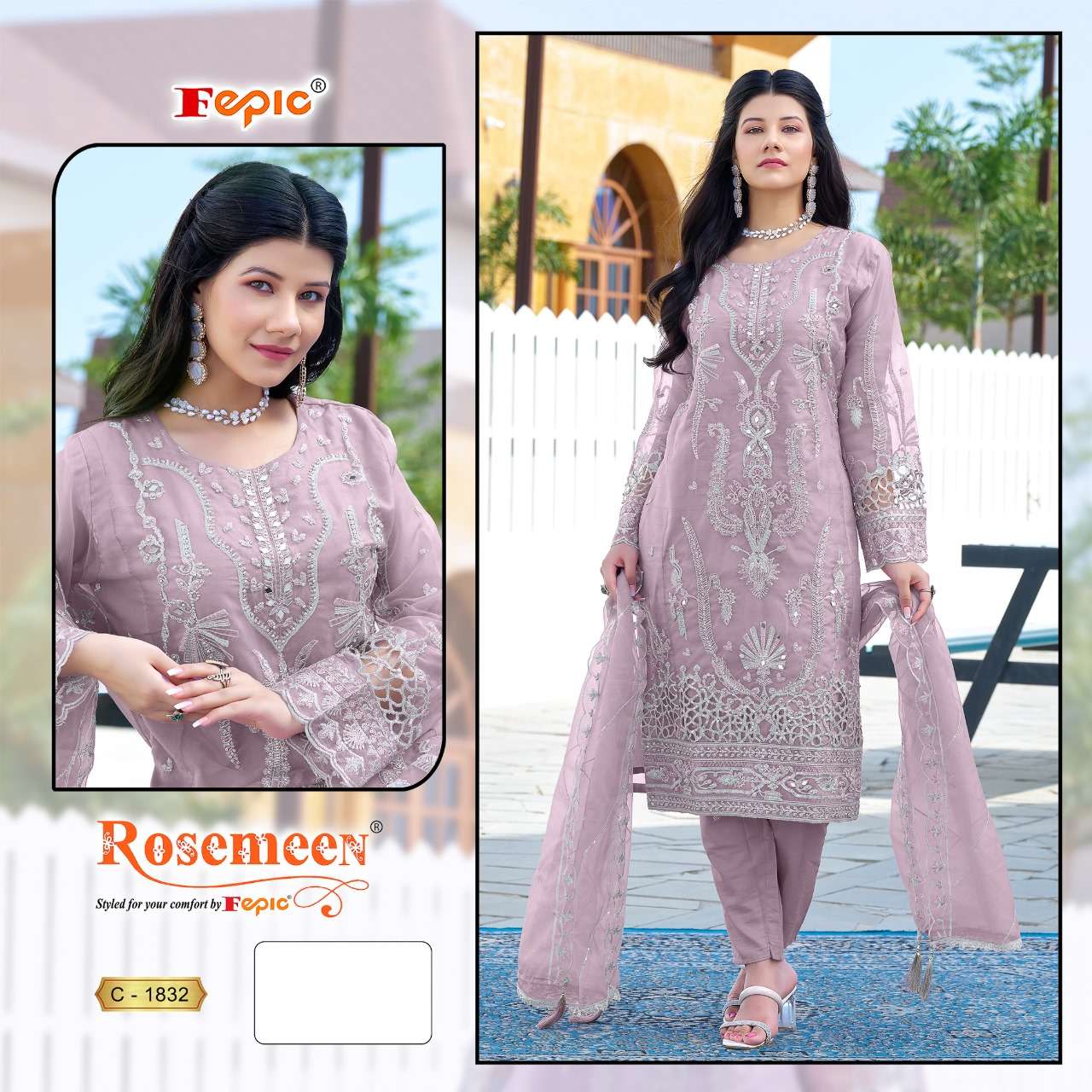 ROSEMEEN C-1832 COLOURS BY FEPIC DESIGNER ORGANZA EMBROIDERY DRESSES