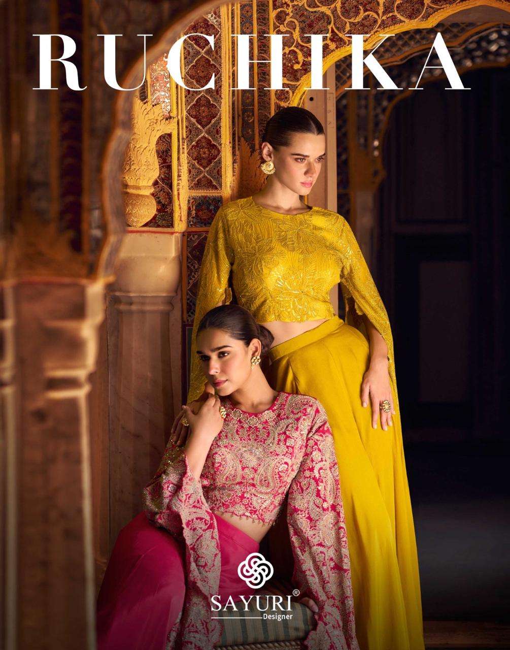 RUCHIKA BY SAYURI DESIGNER HEAVY PREMIUM CHINON SILK EMBROIDERED DRESSES