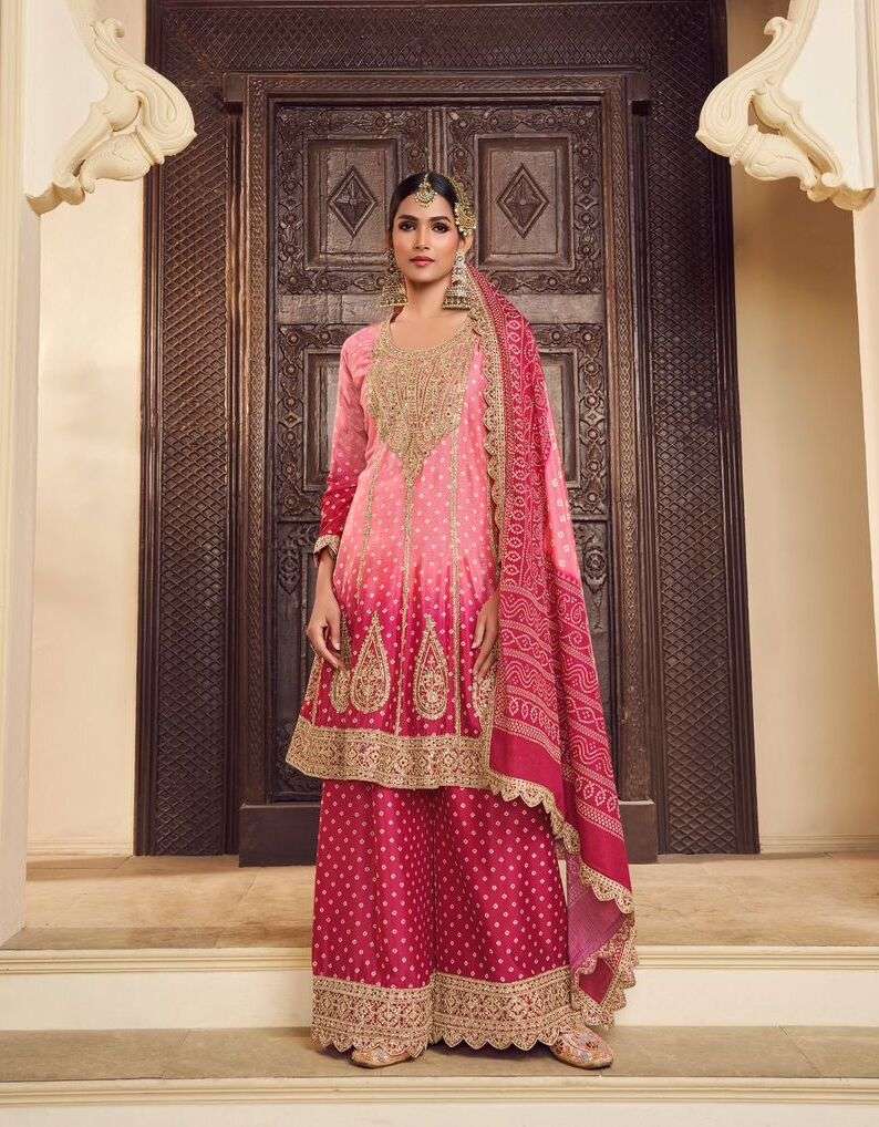 SAKHI BY ZUBEDA 722 TO 724 HEAVY CHINON SİLK EMBROIDERED DRESSES