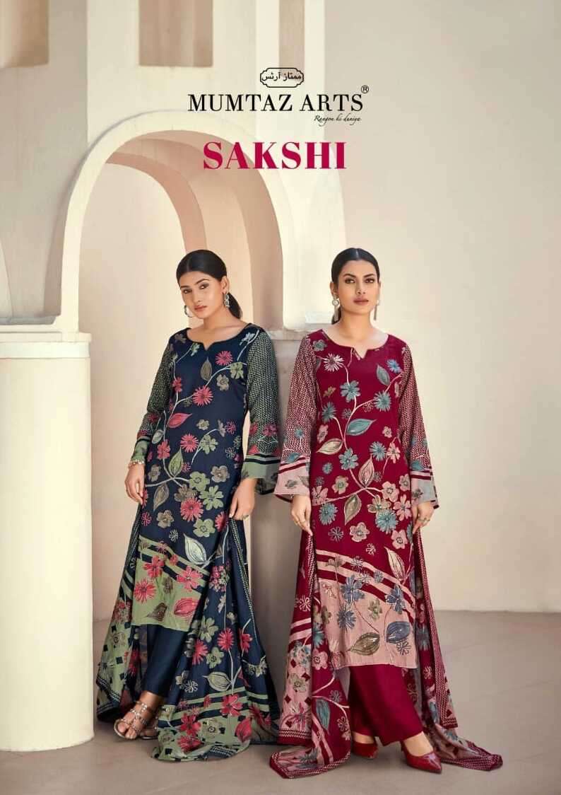 SAKSHI BY MUMTAZ ARTS 101 TO 104 SERIES JAM SILK PRINT EMBROIDERY DRESSES