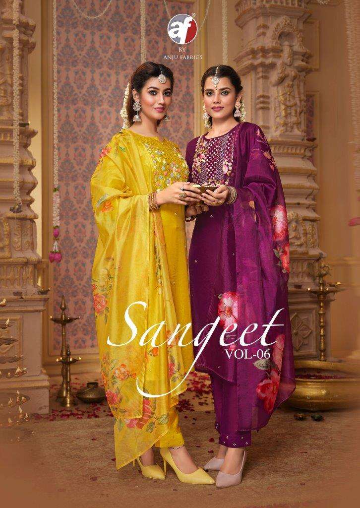 SANGEET VOL-6 BY ANJU FABRICS 3991 TO 3996 SERIES VISCOSE MODAL DRESSES