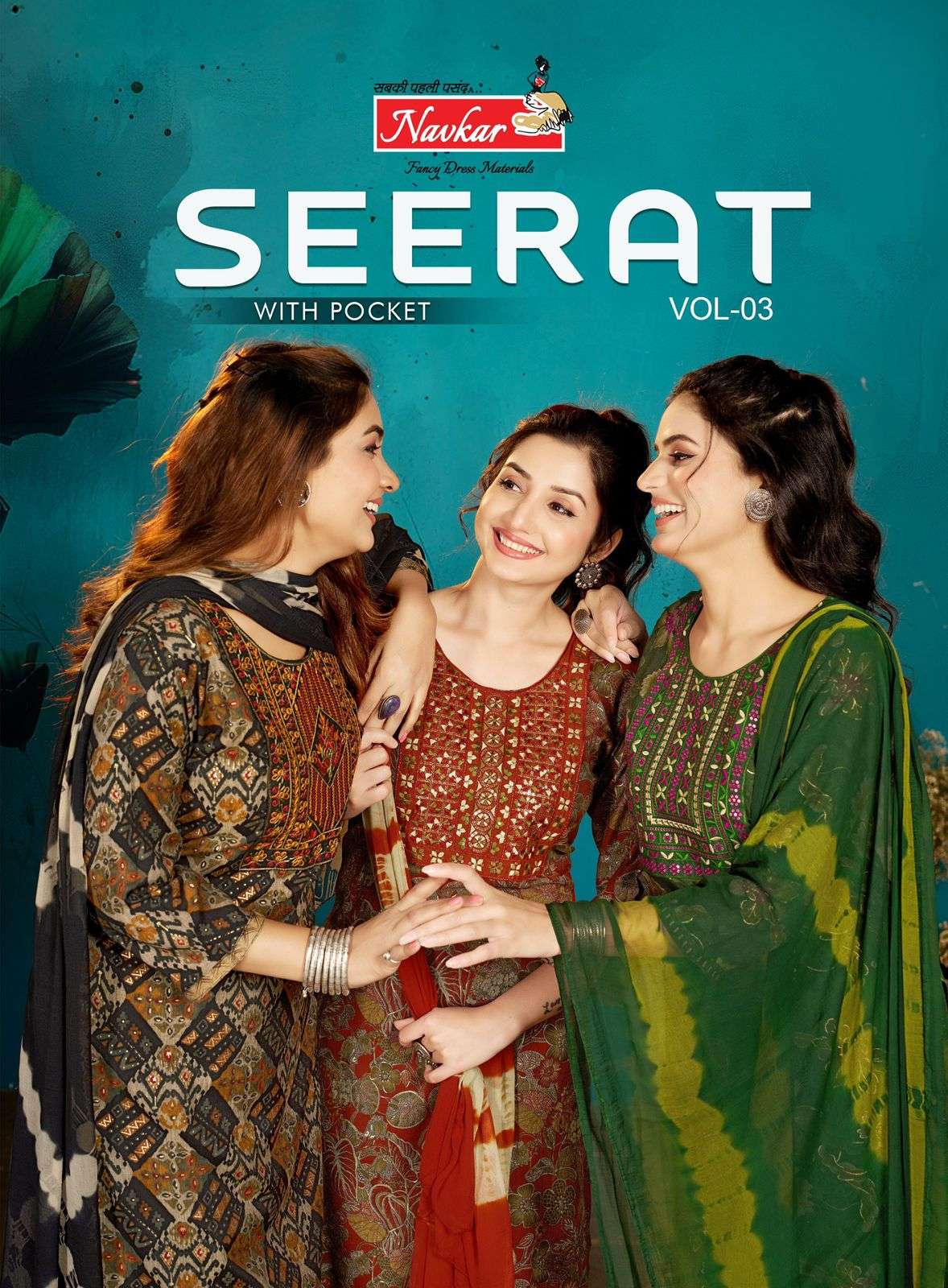 SEERAT VOL-03 BY NAVKAR 1001 TO 1008 SERIES RAYON EMBROIDERY STITCHED DRESSES