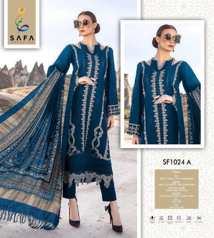 SF-1024 COLOURS BY SAFA CREATION PURE PREMIUM GEORGETTE EMBROIDERY PAKISTANI DRESSES