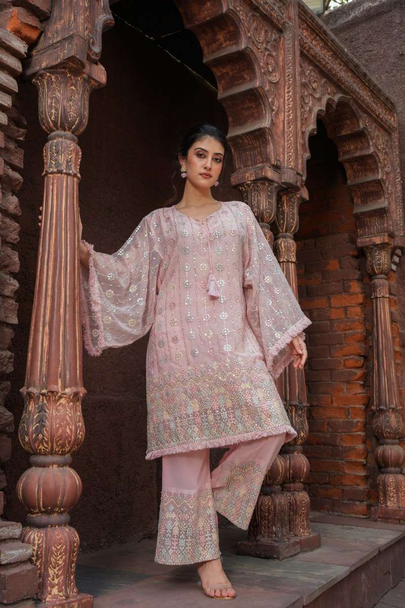 SUMMER COLLECTION VOL-61 BY ENSTINKT DESIGNER GEORGETTE WORK KURTI PANTS