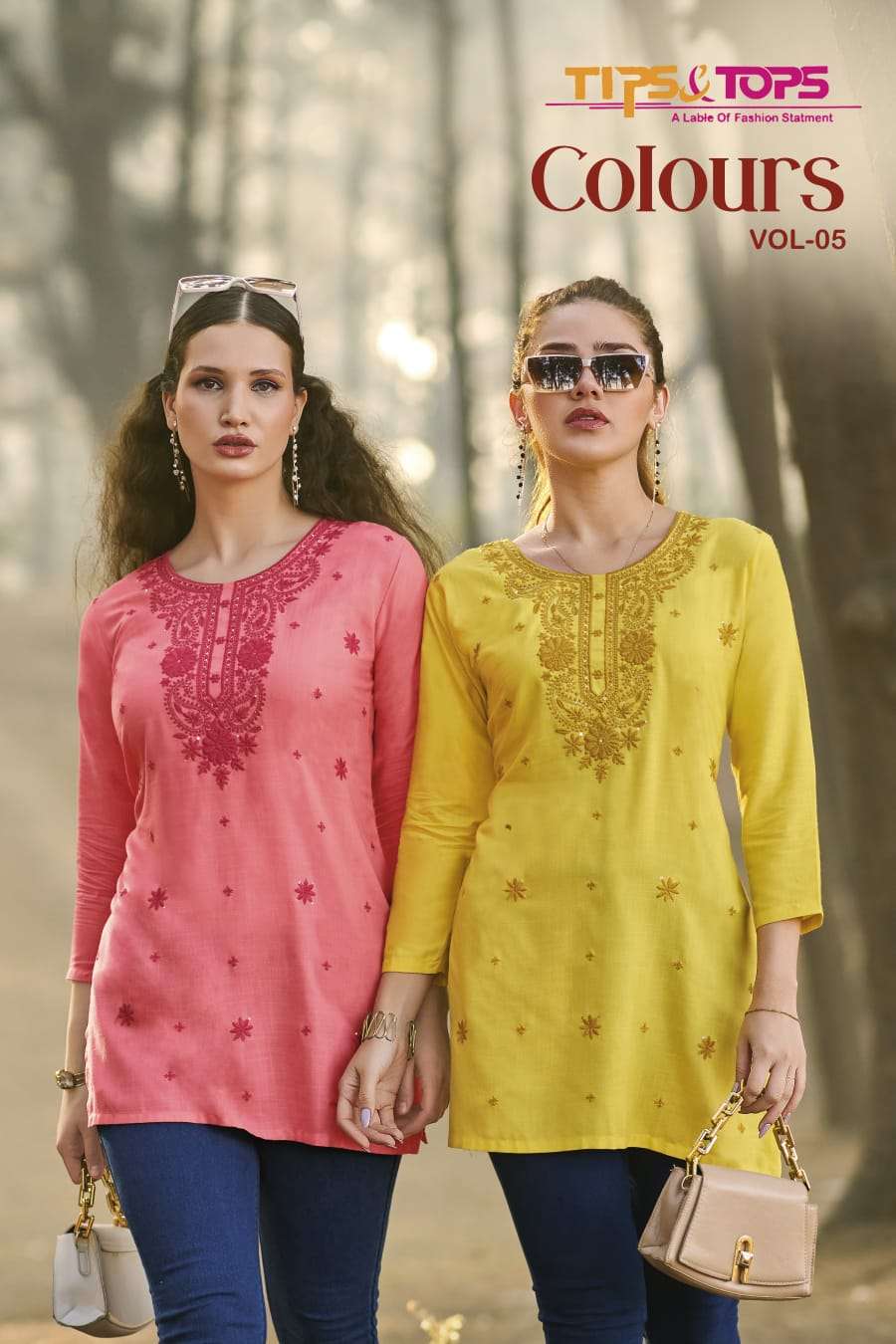 COLORS VOL-5 BY TIPS & TOPS 1001 TO 1006 SERIES RAYON EMBROIDERY TOPS-00014