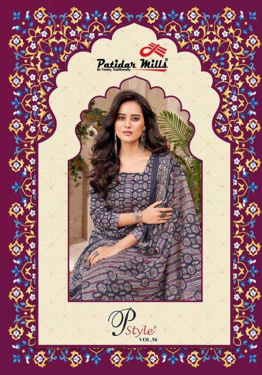 P STYLE VOL-56 BY PATIDAR MILLS 5601 TO 5016 SERIES PURE COTTON PRINTED DRESSES-00015