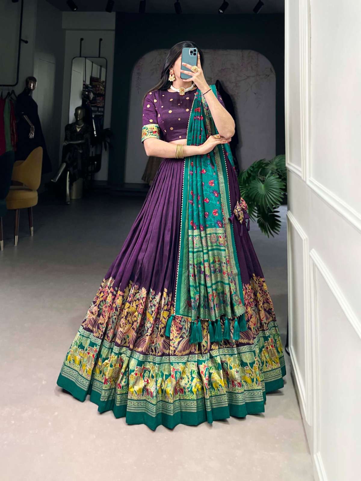 1245 COLOURS BY ASLIWHOLESALE DESIGNER TUSSER SILK EMBROIDERY LEHENGA-00195