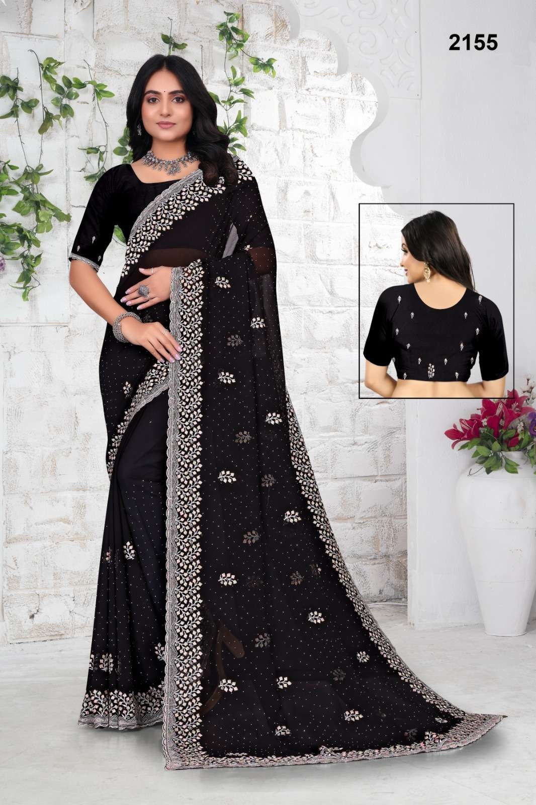 2155 COLOUR BY ASLIWHOLESALE DESIGNER PURE FANCY EMBROIDERY SAREE-00103