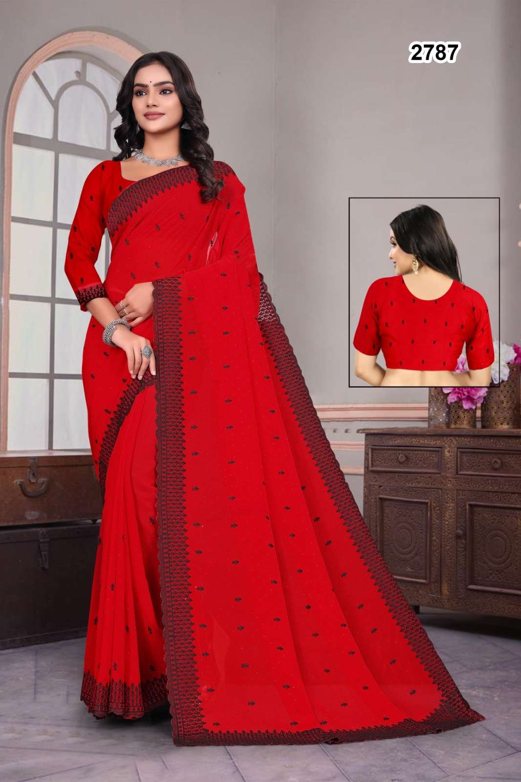 2787 COLOUR BY ASLIWHOLESALE DESIGNER PURE FANCY EMBROIDERY SAREES-00103