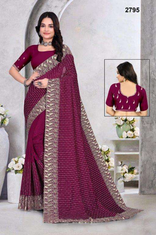 2795 COLOUR BY ASLIWHOLESALE DESIGNER PURE VICHITRA SILK EMBROIDERY SAREES-00103