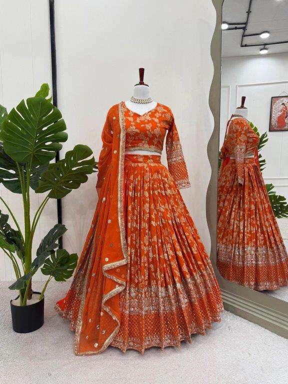 335 HIT COLOUR BY ASLIWHOLESALE DESIGNER PURE JACQUARD EMBROIDERY LEHENGAS-00246