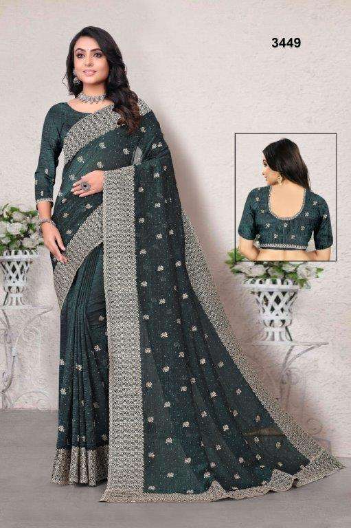 3449 COLOUR BY ASLIWHOLESALE DESIGNER PURE FANCY EMBROIDERY SAREES-00103