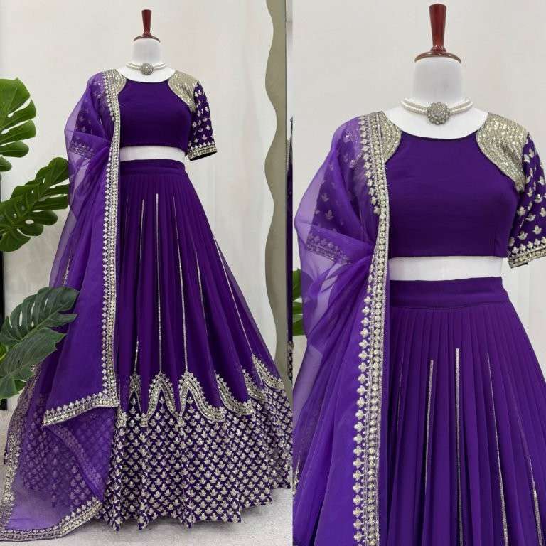 345 HIT COLOUR BY ASLIWHOLESALE DESIGNER PURE FAUX GEORGETTE LEHENGA-00246