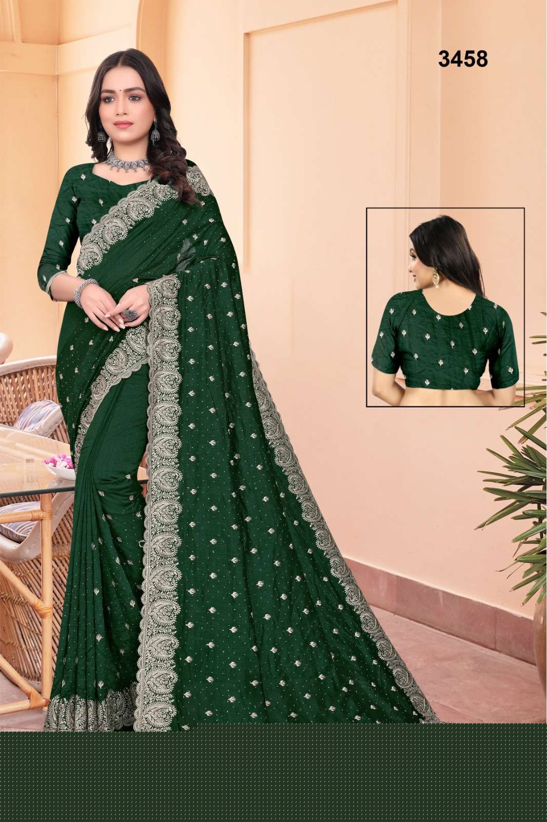3458 COLOUR BY ASLIWHOLESALE DESIGNER PURE VICHITRA SILK EMBROIDERY SAREES-00103