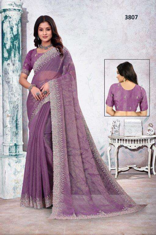 3807 COLOUR BY ASLIWHOLESALE DESIGNER PURE FANCY EMBROIDERY SAREES-00103