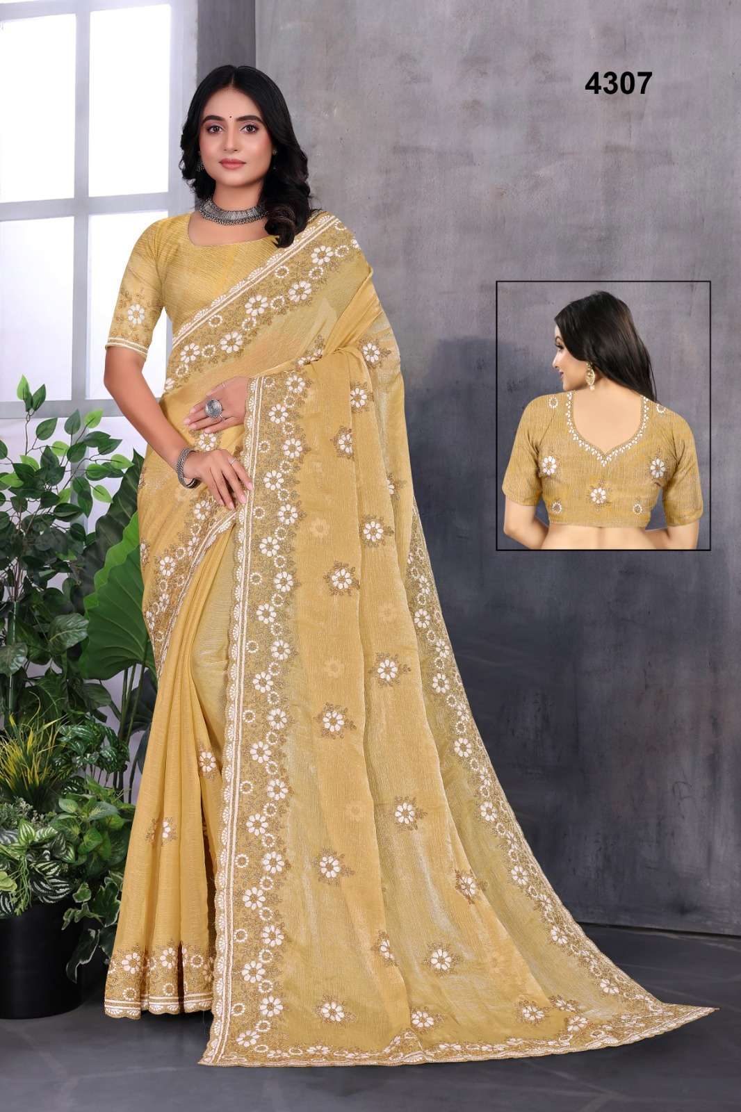 4307 COLOUR BY ASLIWHOLESALE DESIGNER PURE FANDY EMBRODEIRY SAREES-00103