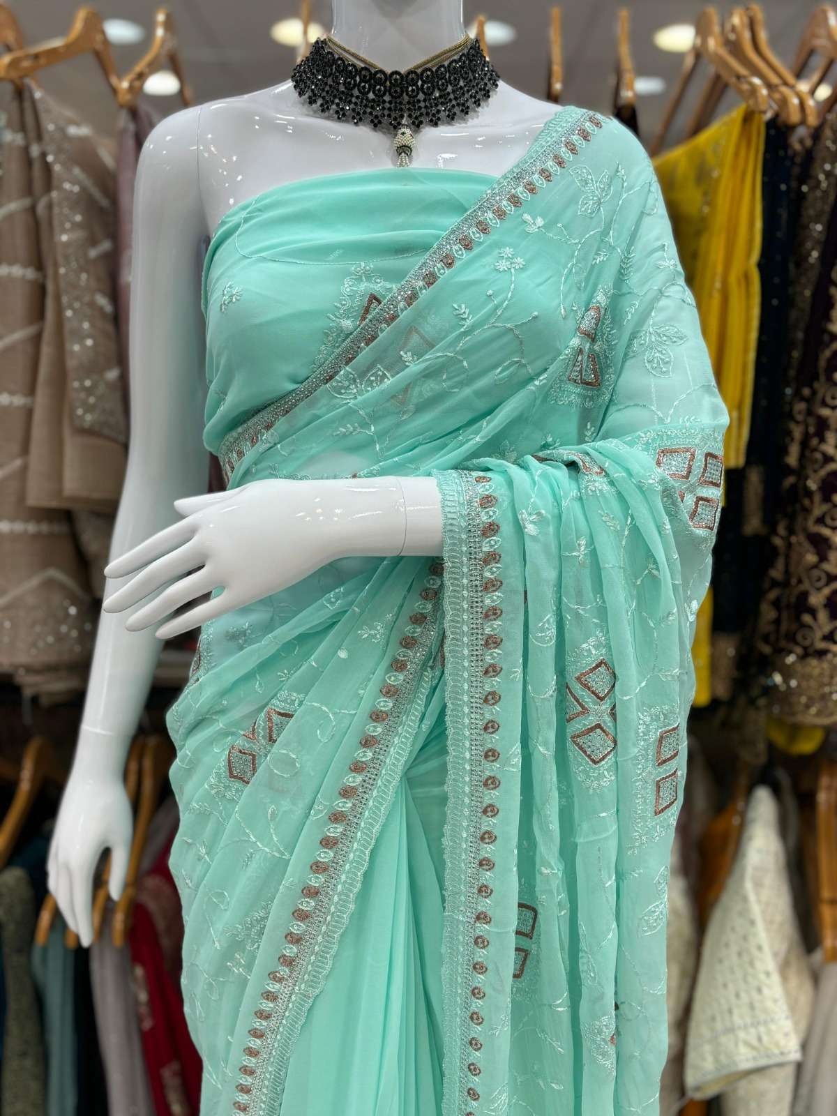 4530 COLOUR BY ASLIWHOLESALE DESIGNER PURE GEORGETTE EMBROIDERY SAREES-00103