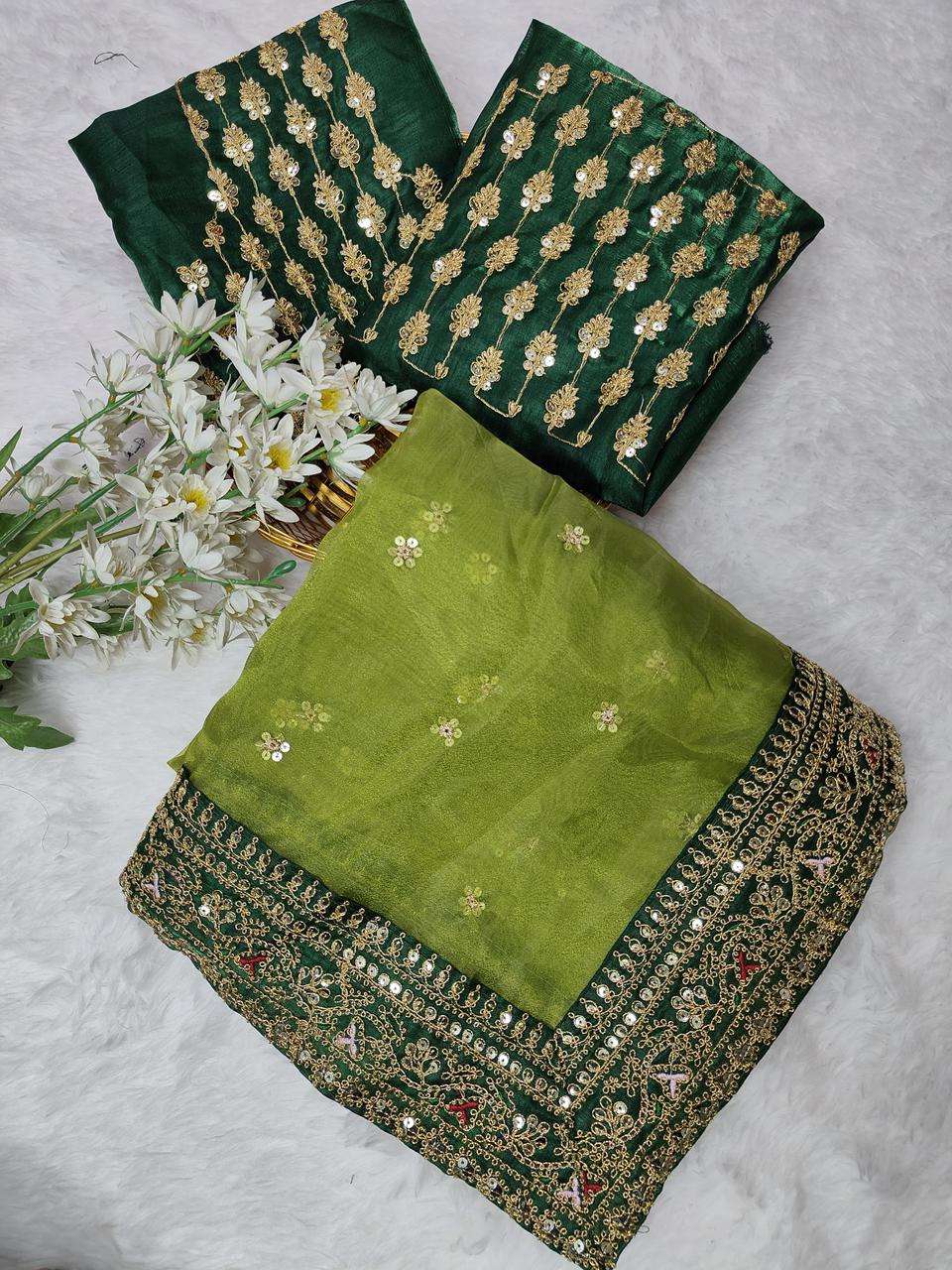 564 COLOUR BY ASLIWHOLESALE DESIGNER PURE ORGANZA SILK EMBROIDERY SAREES-00285