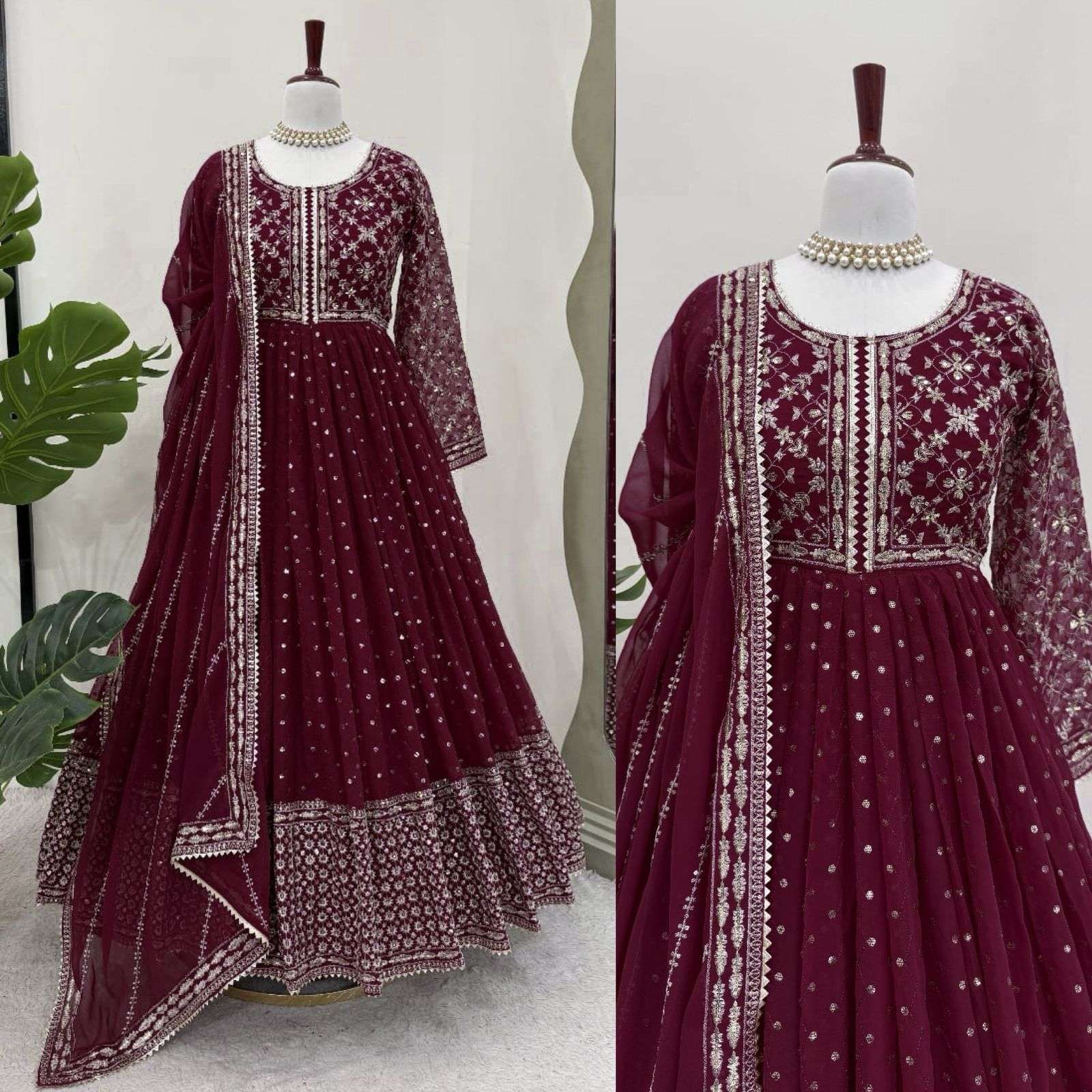 5849 HIT COLOUR BY ASLIWHOLESALE DESIGNER PURE FAUX GEORGETTE GOWN-00242