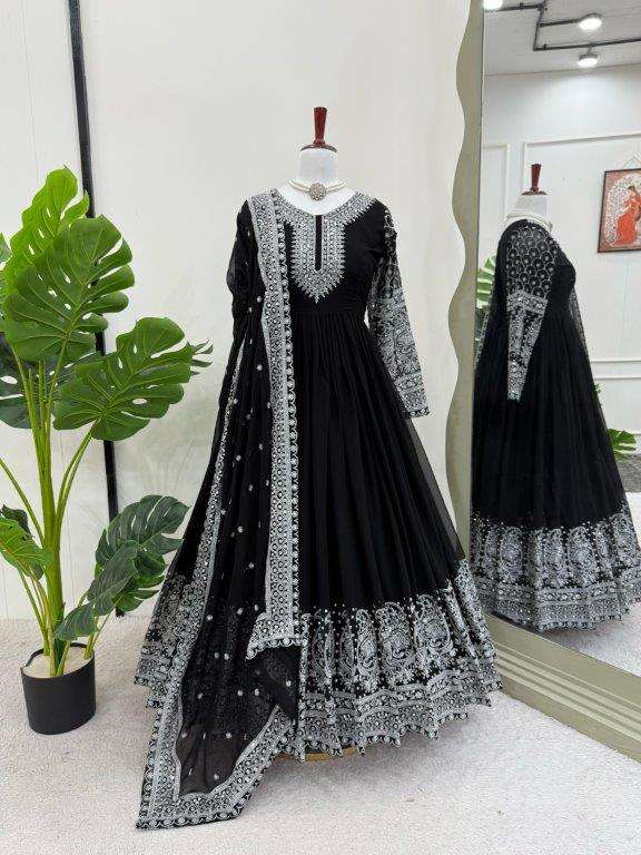 5856 HIT COLOUR BY ASLIWHOLESALE DESIGNER PURE FAUX GEORGETTE EMBROIDERY DRESSES-00242
