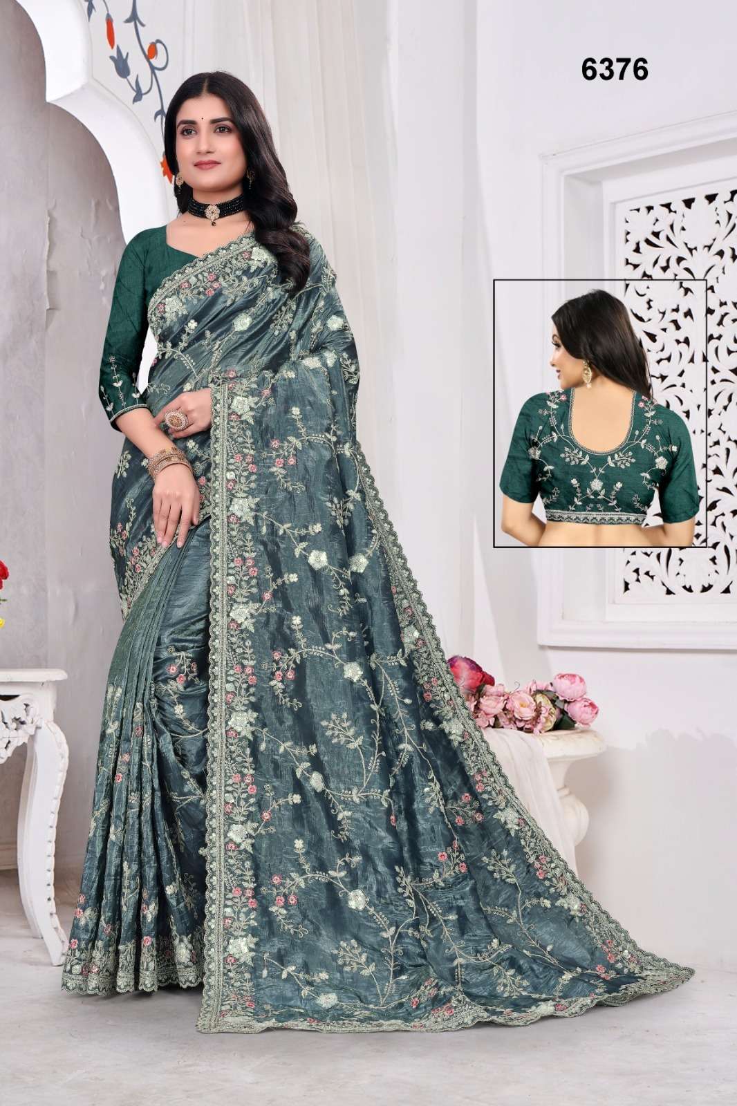 6376 COLOUR BY ASLIWHOLESALE DESIGNER PURE GOLD CRUSH SAREES-00103