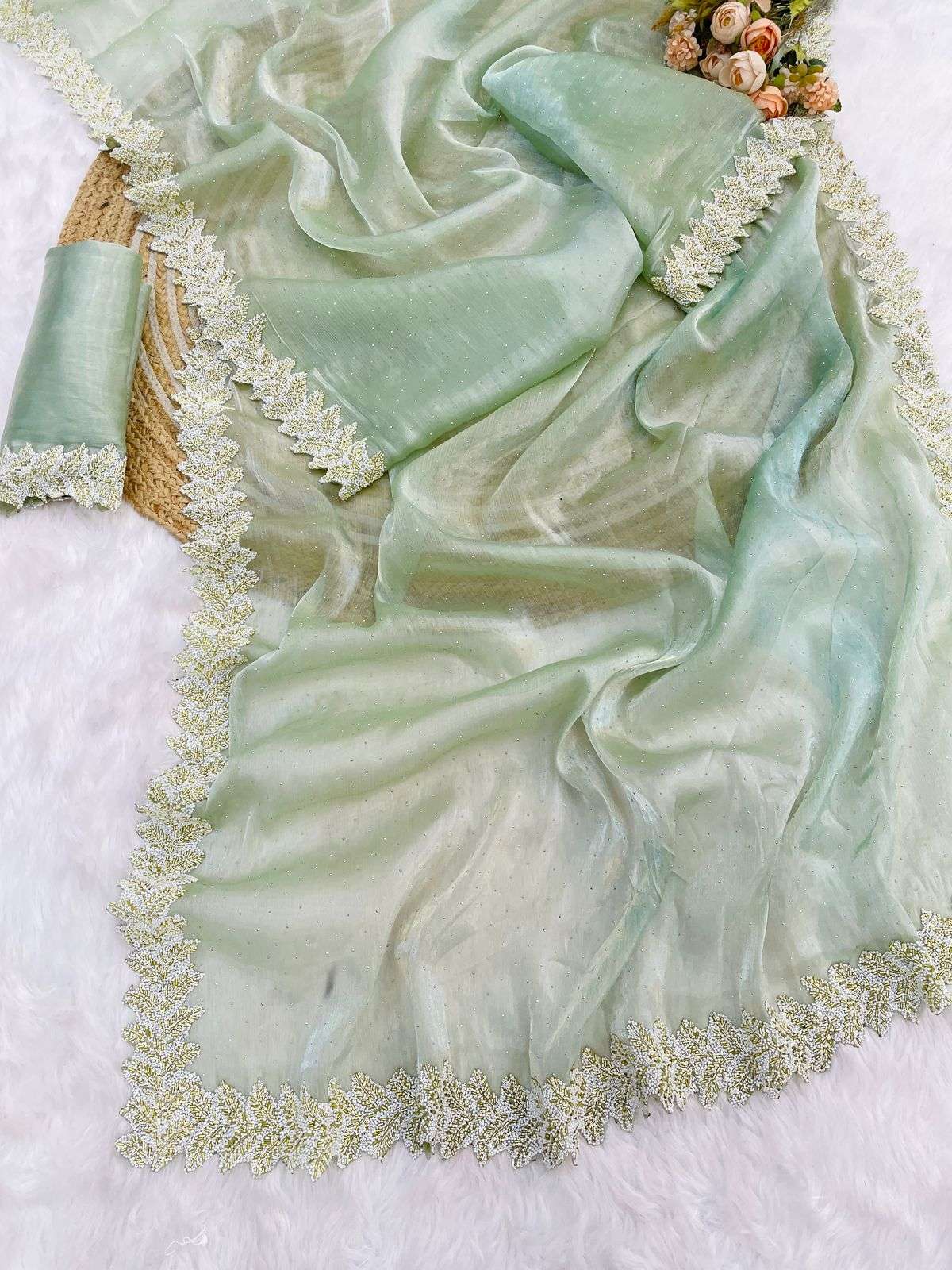 660 COLOUR BY ASLIWHOLESALE DESIGNER PURE JIMMY CHOO SILK EMBROIDERY SAREES-00285