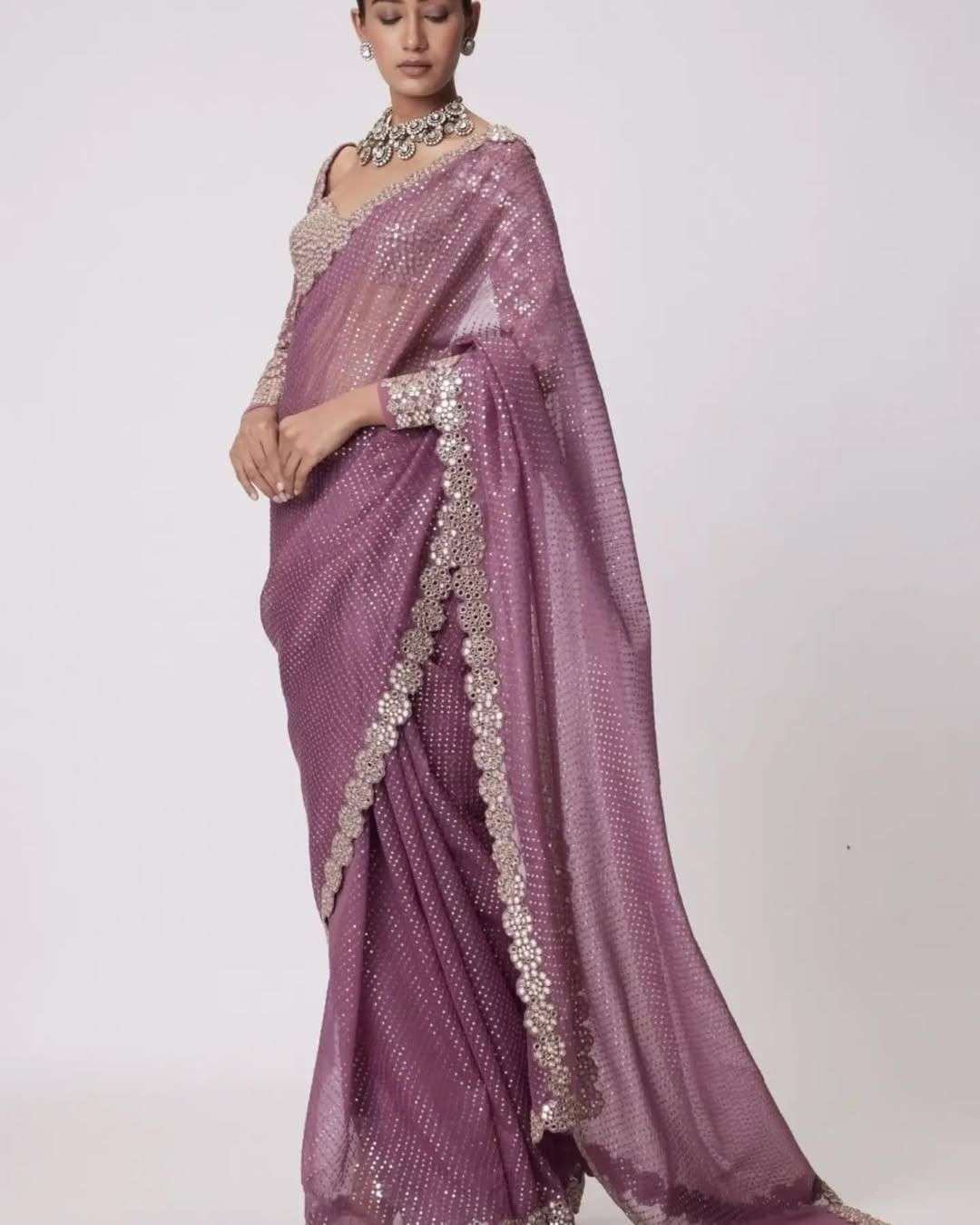 676 COLOUR BY ASLIWHOLESALE DESIGNER PURE GEORGETTE EMBROIDERY SAREES-00285