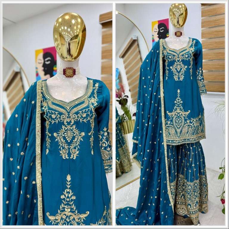 9016 COLOUR BY ASLIWHOLESALE DESIGNER PURE HEAVY CHINON SILK DRESSES-00267