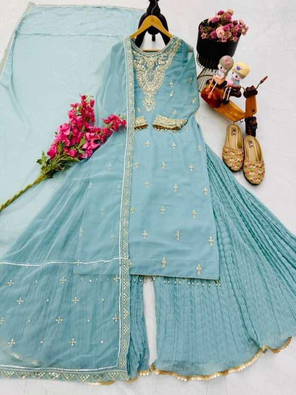9017 COLOUR BY ASLIWHOLESALE DESIGNER PURE HEAVY FAUX GEORGETTE DRESS-00267