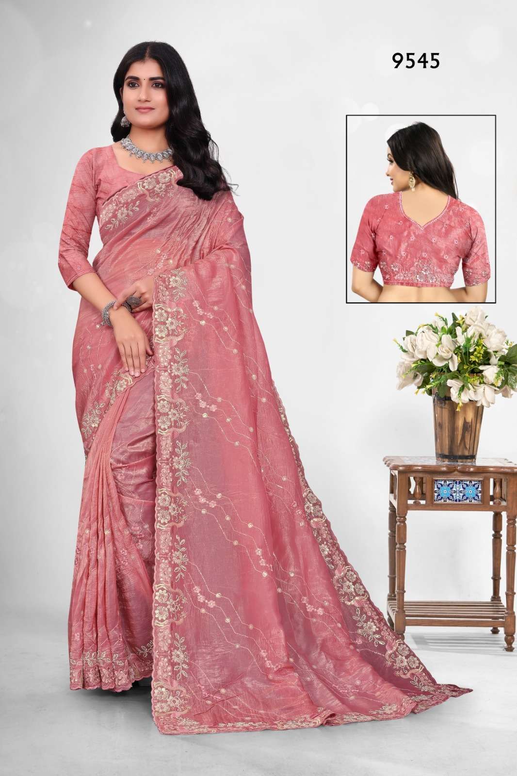 9545 COLOUR BY ASLIWHOLESALE DESIGNER PURE GOLD CRUSH EMBROIDERY SAREES-00103