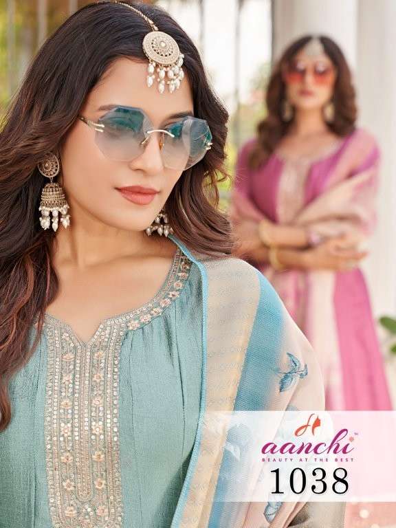 AANCHI 1038 COLOUR PURE VICHITRA SILK PRINTED DRESSES-00286
