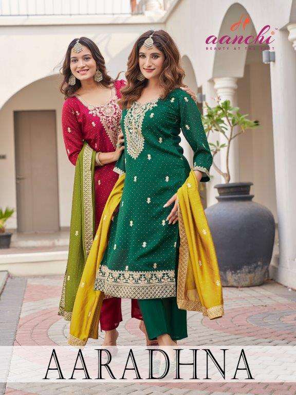AANCHI AARADHNA PURE VICHITRA SILK EMBROIDERY DRESSES-00286