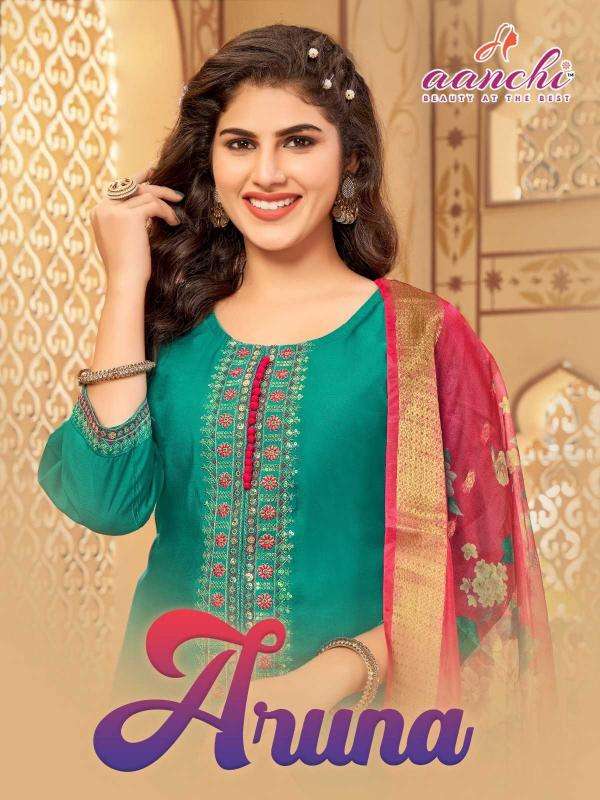 AANCHI ARUNA 101 TO 104 SERIES PURE ROMAN SILK DRESSES-00286