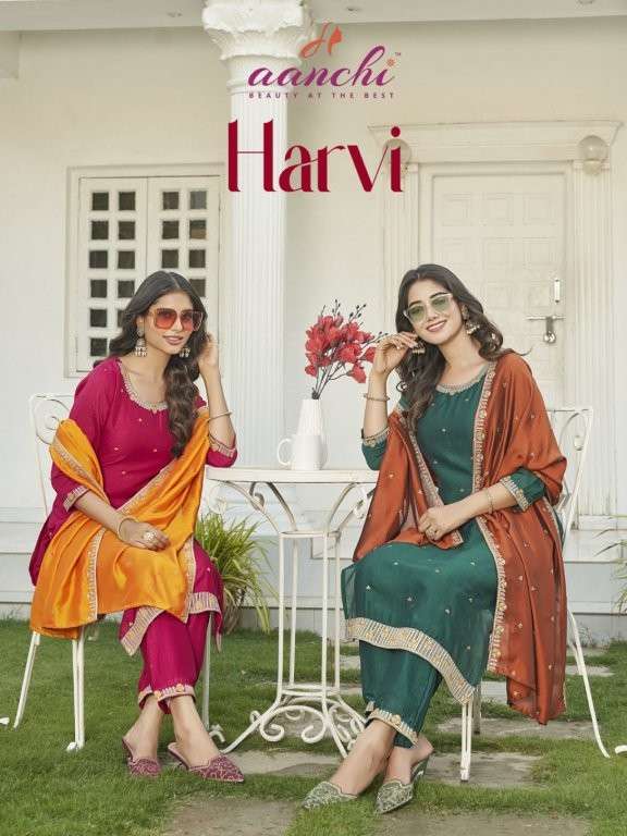 AANCHI HARVI PURE VICHITRA SILK EMBROIDERY DRESSES-00286