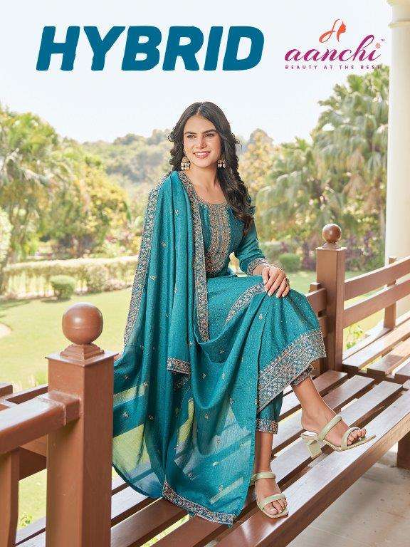 AANCHI HYBRID PURE VICHITRA SIMMER EMBROIDERY DRESSES-00286
