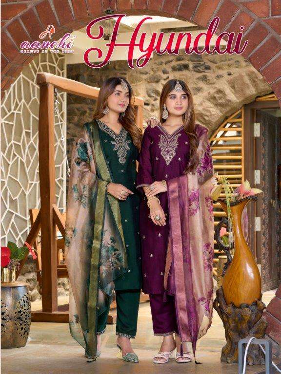 AANCHI HYUNDAI PURE VICHITRA SIMMER EMBROIDERY DRESSES-00286