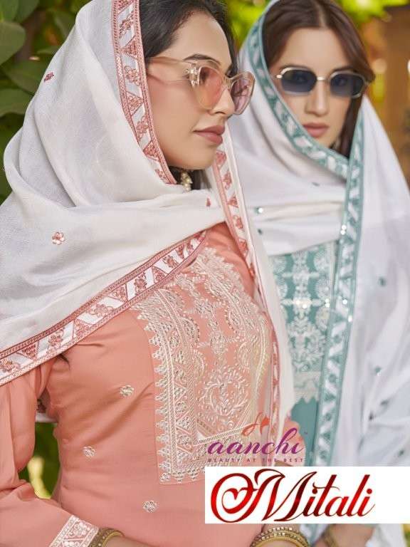 AANCHI MITALI PURE VICHITRA SILK EMBROIDERY DRESSES-00286