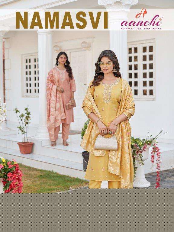 AANCHI NAMASVI PURE JACQUARD EMBROIDERY DRESSES-00286