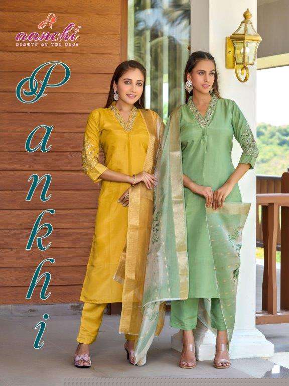 AANCHI PANKHI PURE FANCY SHIMMER EMBROIDERY DRESSES-00286