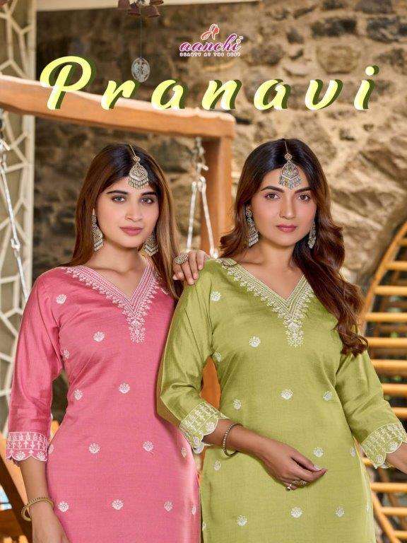 AANCHI PRANAVI PURE VATICAN SILK EMBROIDERY KURTIS-00286