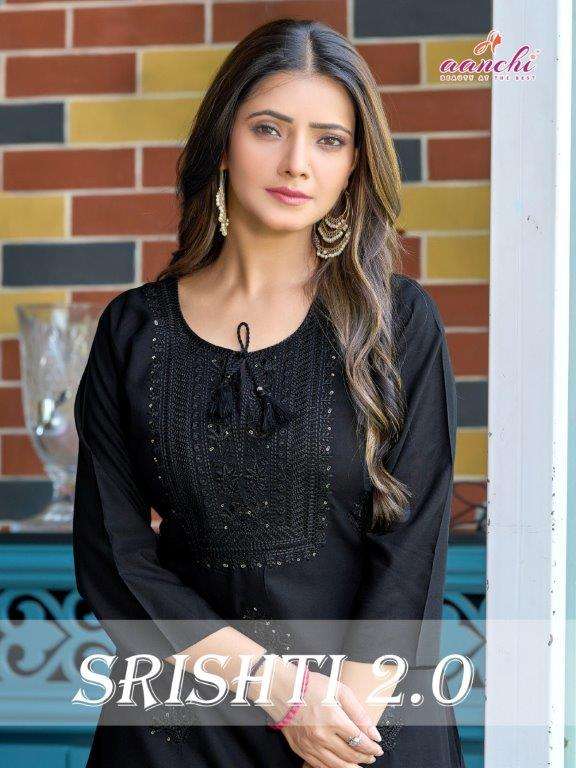 AANCHI SRISHTI 2.0 PURE RAYON EMBROIDERY SHORT TOP-00286